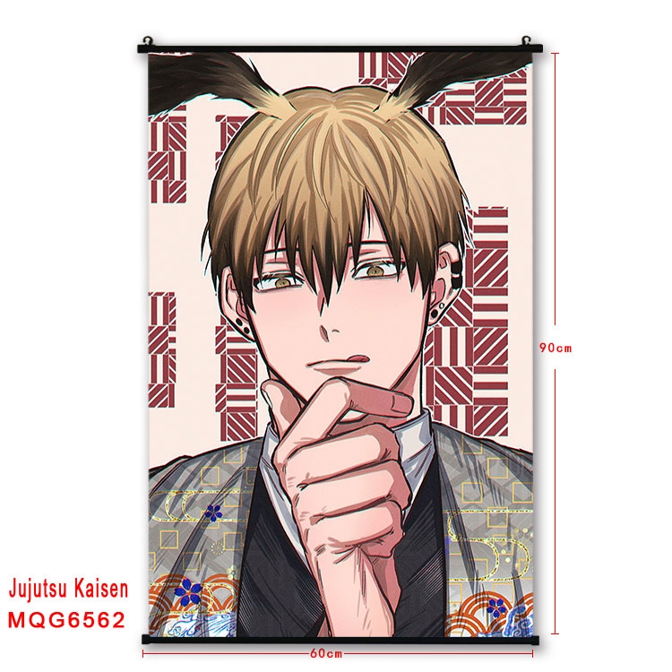 Jujutsu Kaisen Anime black Plastic rod Cloth painting Wall Scroll 60X90CM MQG-6562