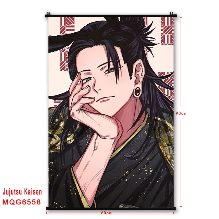 Jujutsu Kaisen Anime black Plastic rod Cloth painting Wall Scroll 60X90CM MQG-6558
