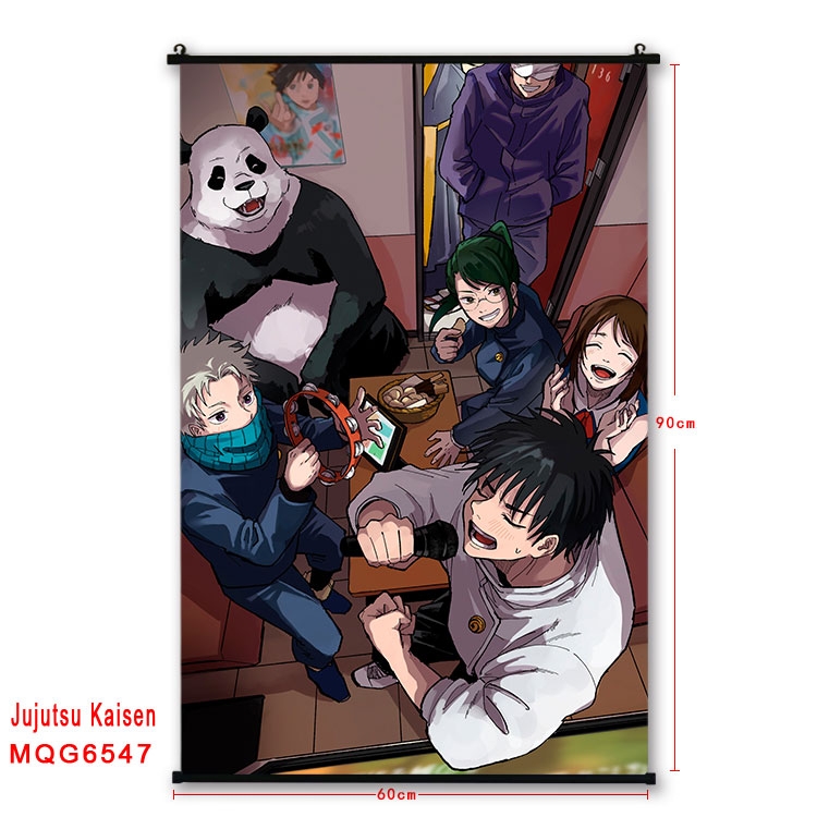Jujutsu Kaisen Anime black Plastic rod Cloth painting Wall Scroll 60X90CM MQG-6547