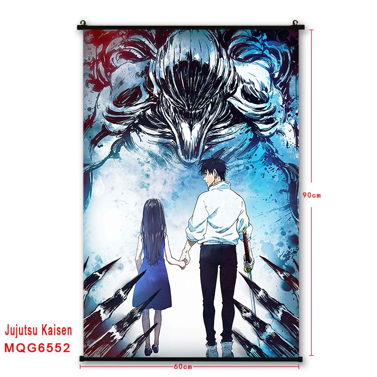 Jujutsu Kaisen Anime black Plastic rod Cloth painting Wall Scroll 60X90CM  MQG-6552