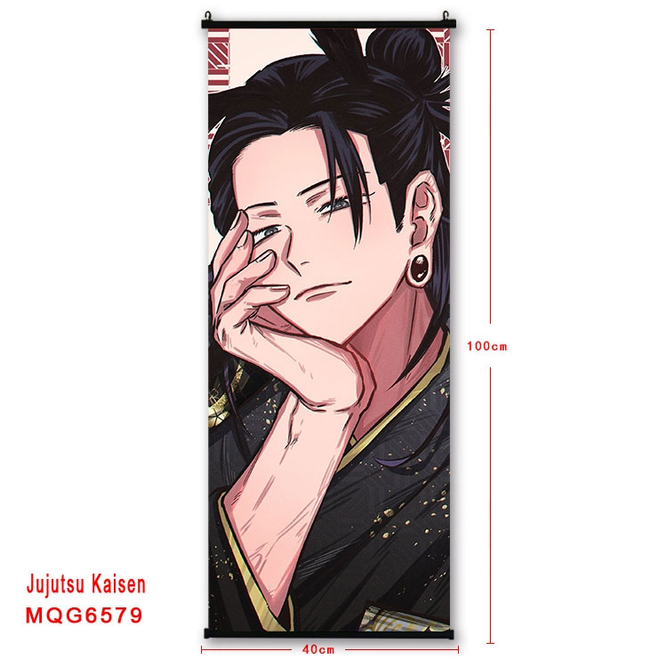 Jujutsu Kaisen Anime black Plastic rod Cloth painting Wall Scroll  40X100CM  MQG-6579