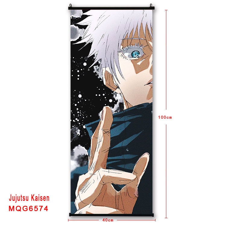 Jujutsu Kaisen Anime black Plastic rod Cloth painting Wall Scroll  40X100CM MQG-6574