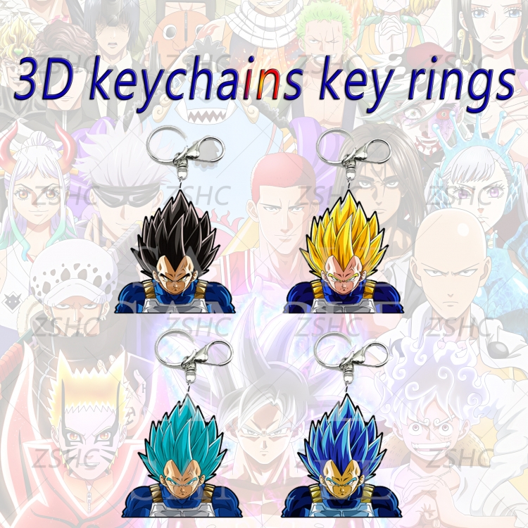 DRAGON BALL 3D gradient acrylic keychain cardboard packaging 5-8CM  price for 5 pcs  K-DB05