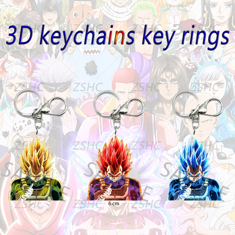 DRAGON BALL 3D gradient acrylic keychain cardboard packaging 5-8CM  price for 5 pcs K-DB06
