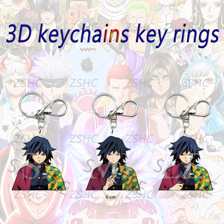 Demon Slayer Kimets 3D gradient acrylic keychain cardboard packaging 5-8CM  price for 5 pcs  K-DS11