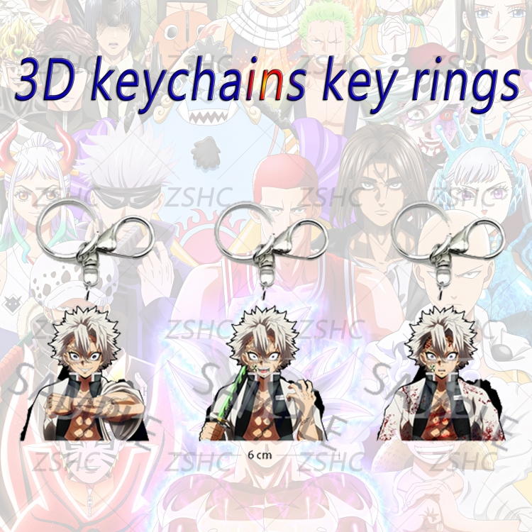 Demon Slayer Kimets 3D gradient acrylic keychain cardboard packaging 5-8CM  price for 5 pcs  K-DS24