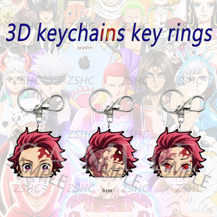 Demon Slayer Kimets 3D gradient acrylic keychain cardboard packaging 5-8CM  price for 5 pcs  K-DS06