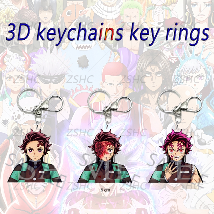 Demon Slayer Kimets 3D gradient acrylic keychain cardboard packaging 5-8CM  price for 5 pcs  K-DS16