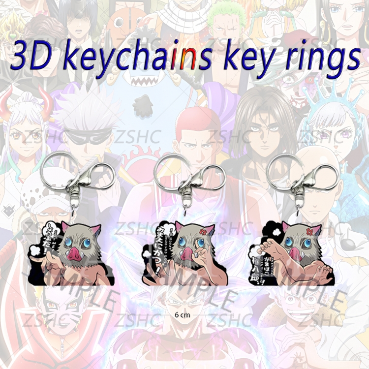 Demon Slayer Kimets 3D gradient acrylic keychain cardboard packaging 5-8CM  price for 5 pcs  K-DS28