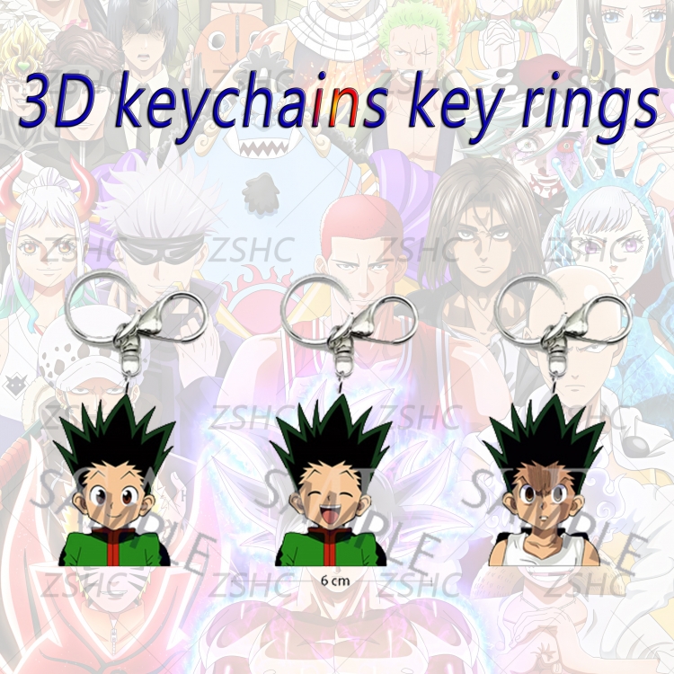 HunterXHunter 3D gradient acrylic keychain cardboard packaging 5-8CM  price for 5 pcs  K-H03