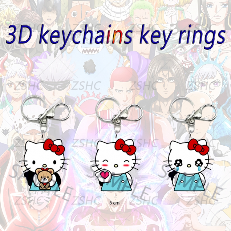 hello kitty 3D gradient acrylic keychain cardboard packaging 5-8CM  price for 5 pcs
