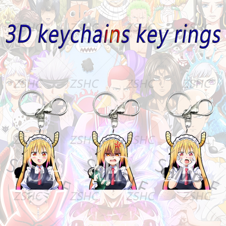 Miss Kobayashis Dragon Maid 3D gradient acrylic keychain cardboard packaging 5-8CM  price for 5 pcs
