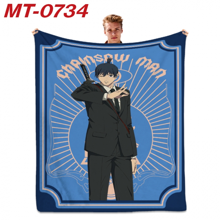 Chainsaw man  Anime flannel blanket air conditioner quilt double-sided printing 100x135cm MT-0734