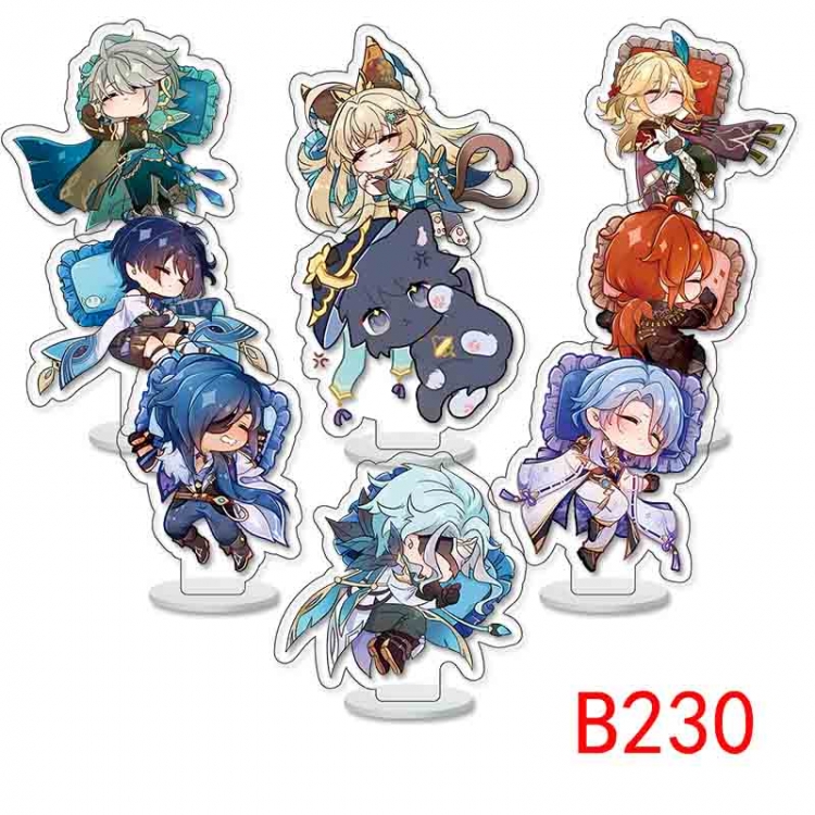 Genshin Impact Anime Character acrylic Small Standing Plates  Keychain 6cm a set of 9 B230