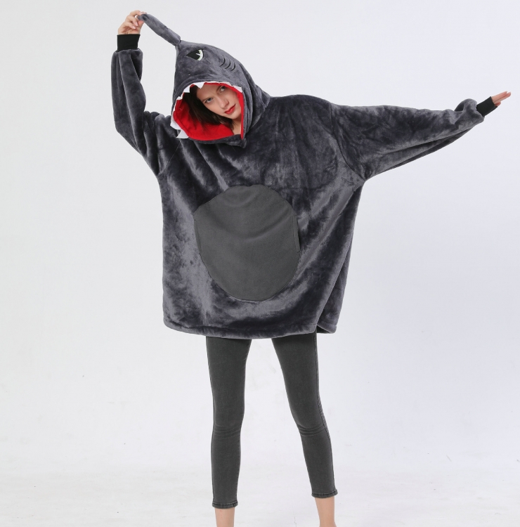 Grey Shark Cartoon TV Sweater Loose Sleepwear Warm Sweater One size  price for 2 pcs