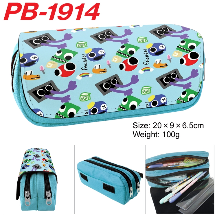 Rainbow Friend Anime double-layer pu leather printing pencil case 20x9x6.5cm PB-1914