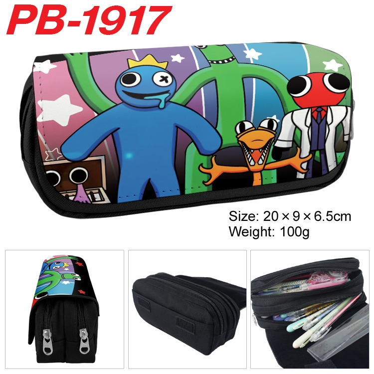 Rainbow Friend Anime double-layer pu leather printing pencil case 20x9x6.5cm PB-1917
