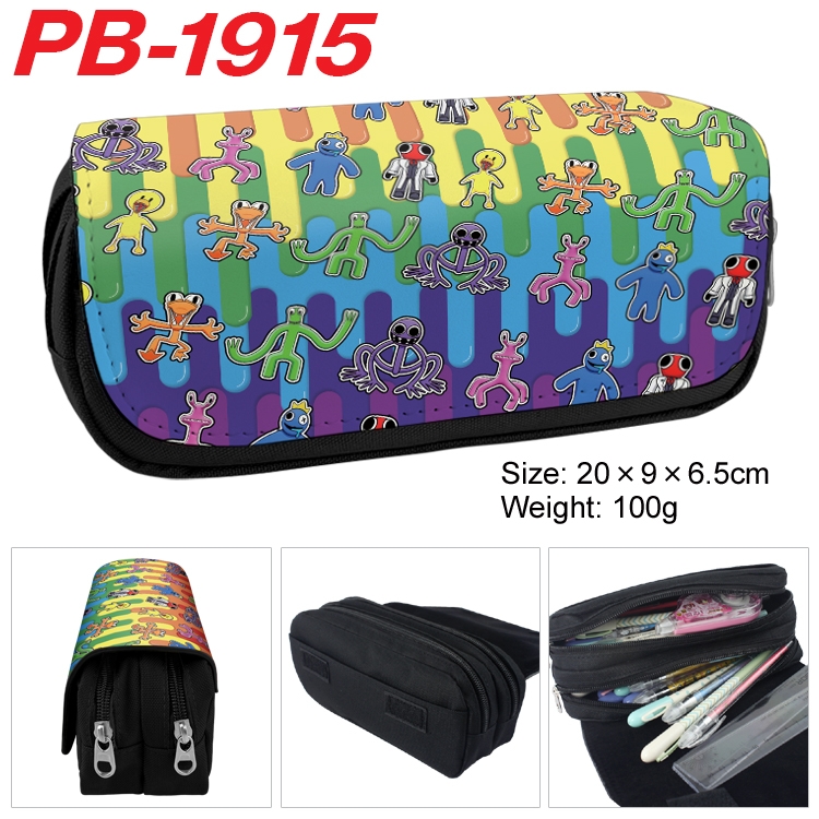 Rainbow Friend Anime double-layer pu leather printing pencil case 20x9x6.5cm PB-1915
