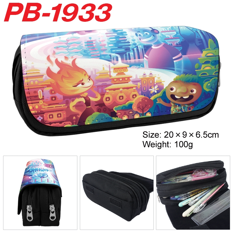 Elemental Anime double-layer pu leather printing pencil case 20x9x6.5cm PB-1933