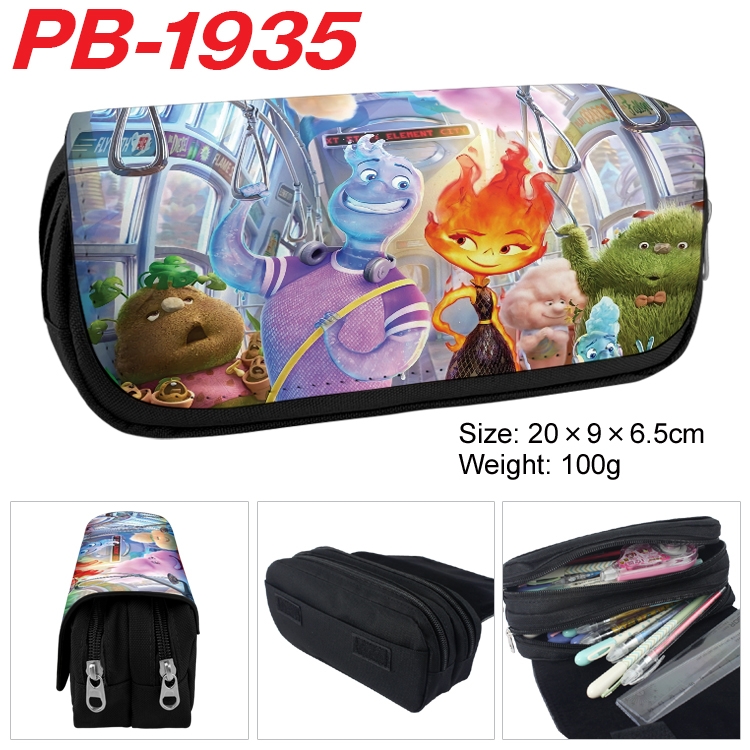 Elemental Anime double-layer pu leather printing pencil case 20x9x6.5cm PB-1935