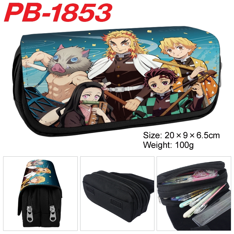 Demon Slayer Kimets Anime double-layer pu leather printing pencil case 20x9x6.5cm PB-1853