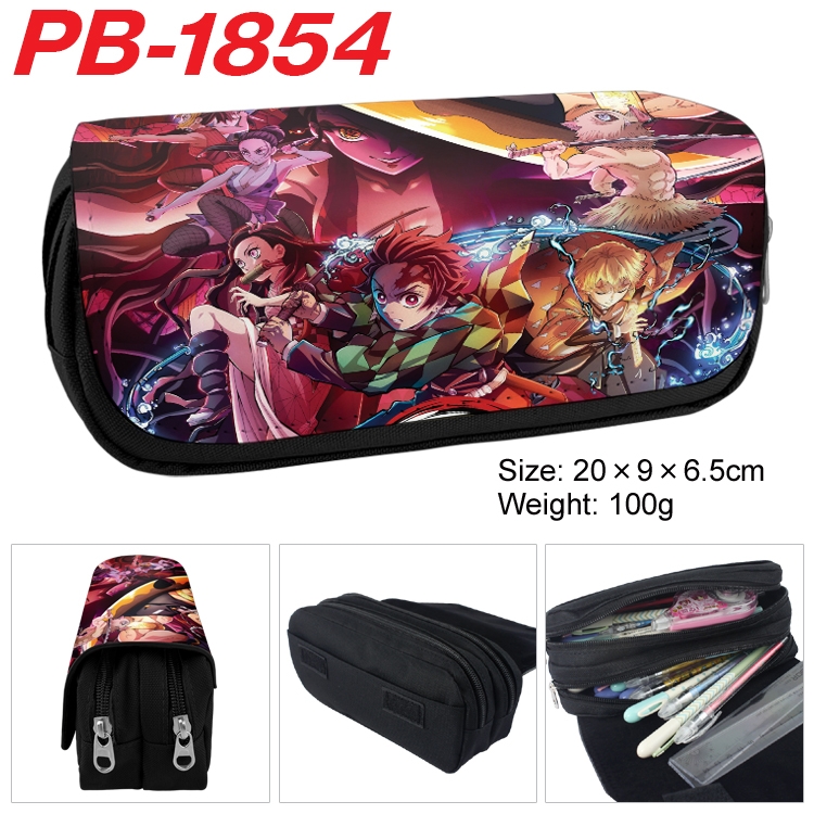 Demon Slayer Kimets Anime double-layer pu leather printing pencil case 20x9x6.5cm PB-1854