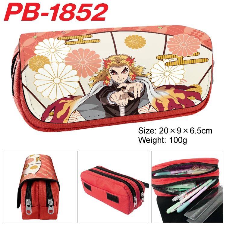 Demon Slayer Kimets Anime double-layer pu leather printing pencil case 20x9x6.5cm PB-1852