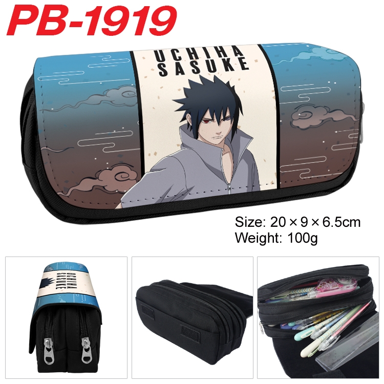 Naruto Anime double-layer pu leather printing pencil case 20x9x6.5cm PB-1919