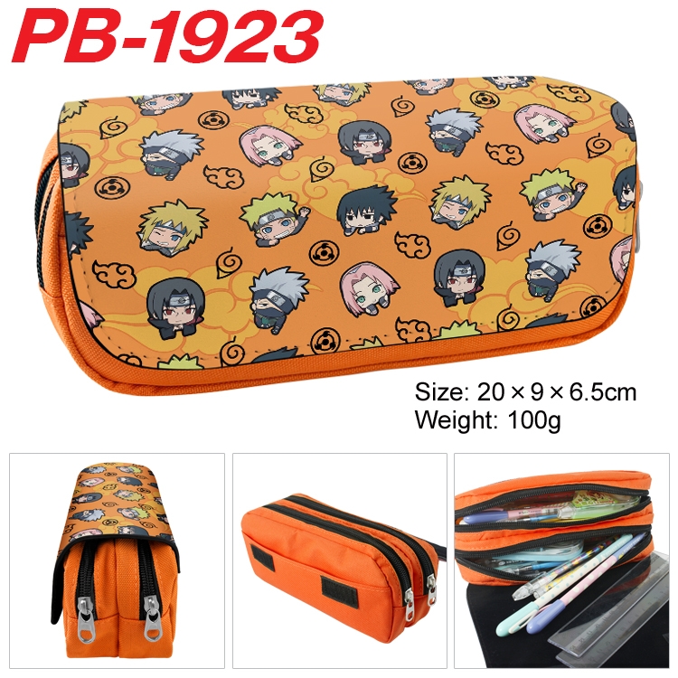 Naruto Anime double-layer pu leather printing pencil case 20x9x6.5cm PB-1923