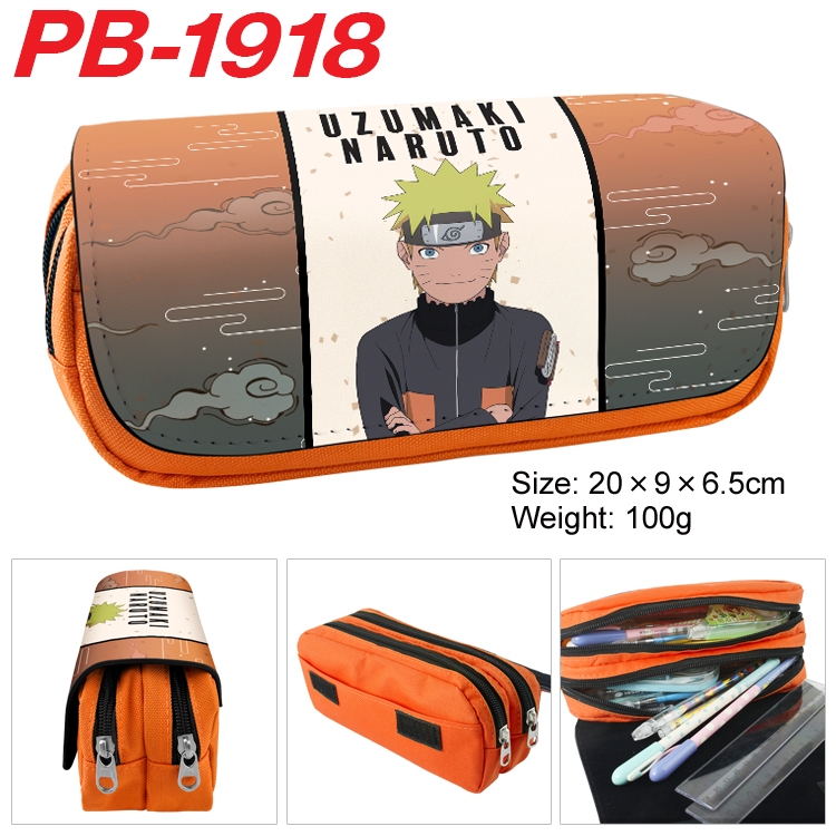 Naruto Anime double-layer pu leather printing pencil case 20x9x6.5cm PB-1918