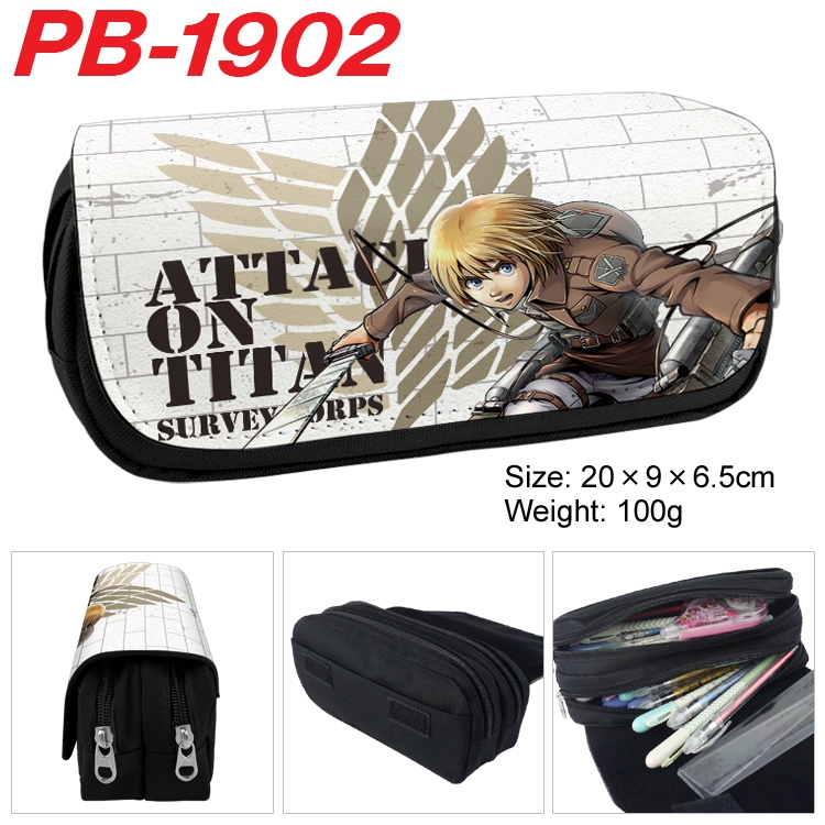Shingeki no Kyojin Anime double-layer pu leather printing pencil case 20x9x6.5cm PB-1902