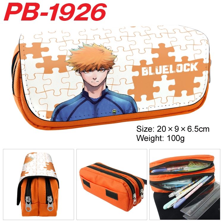 BLUE LOCK Anime double-layer pu leather printing pencil case 20x9x6.5cm PB-1926