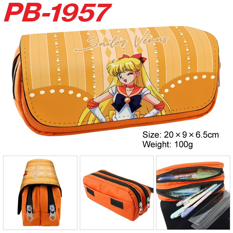sailormoon Anime double-layer pu leather printing pencil case 20x9x6.5cm  PB-1957