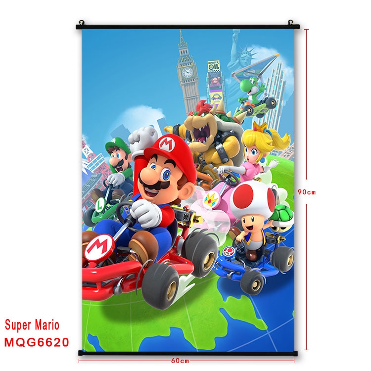 Super Mario Anime black Plastic rod Cloth painting Wall Scroll 60X90CM MQG-6620