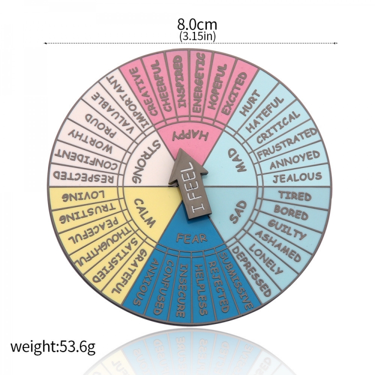 Emotional therapy turntable brooch I FEEL creative badge OPP packaging price for 2 pcs