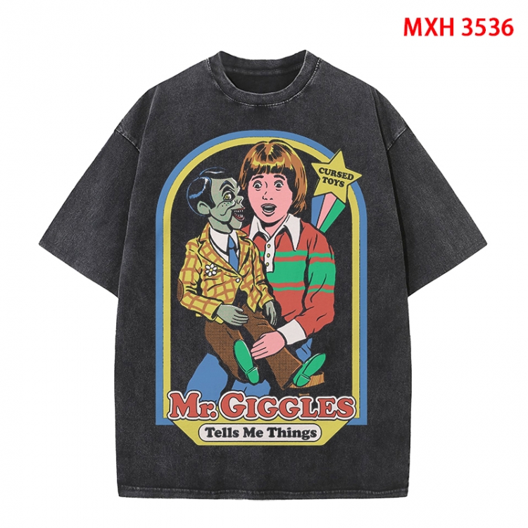 Evil illustration Anime peripheral pure cotton washed and worn T-shirt from S to 4XL MXH-3536