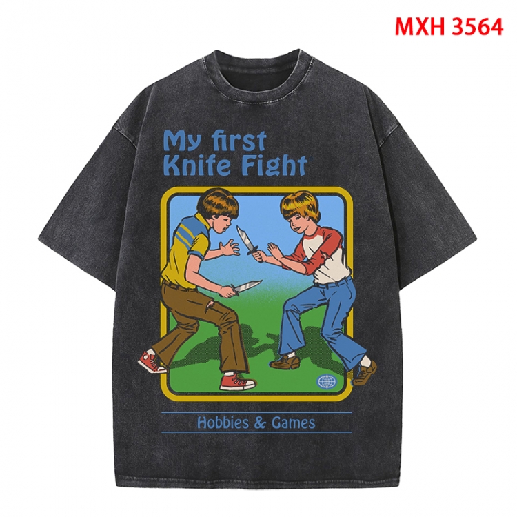 Evil illustration Anime peripheral pure cotton washed and worn T-shirt from S to 4XL MXH-3564