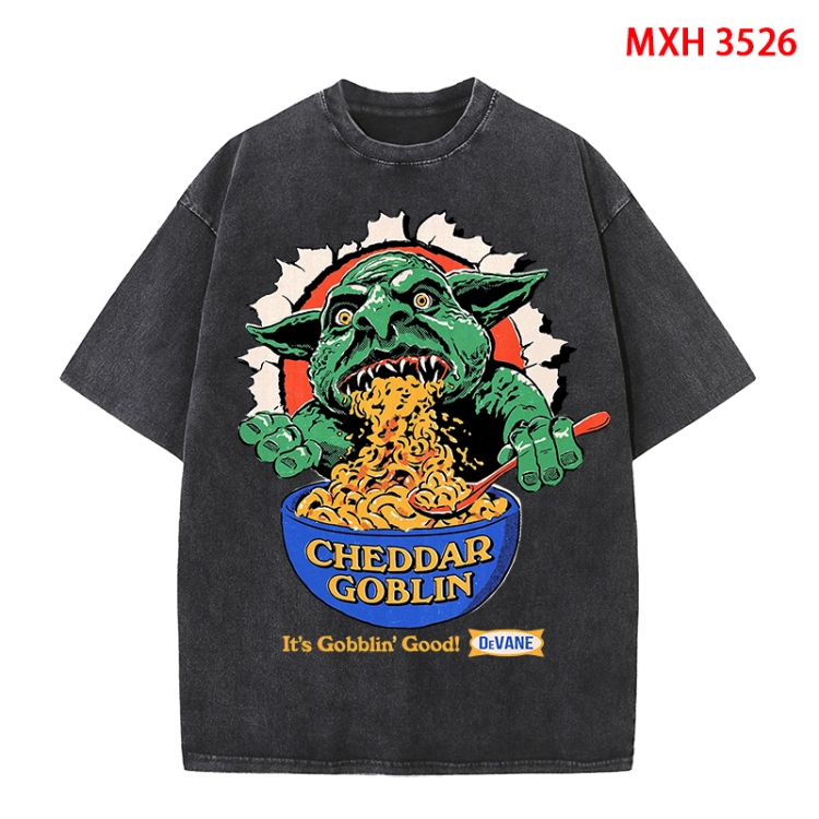 Evil illustration Anime peripheral pure cotton washed and worn T-shirt from S to 4XL MXH-3526