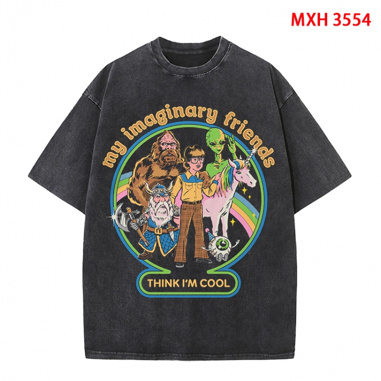 Evil illustration Anime peripheral pure cotton washed and worn T-shirt from S to 4XL MXH-3554