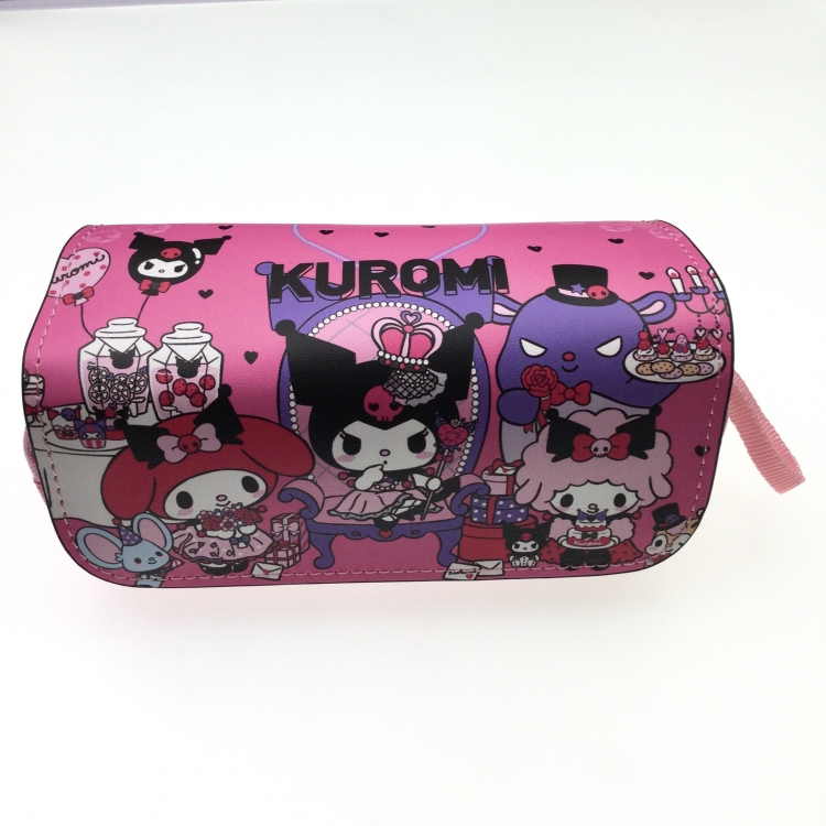 Kuromi Double zipper PU student stationery box pencil case 20X10X7.5M