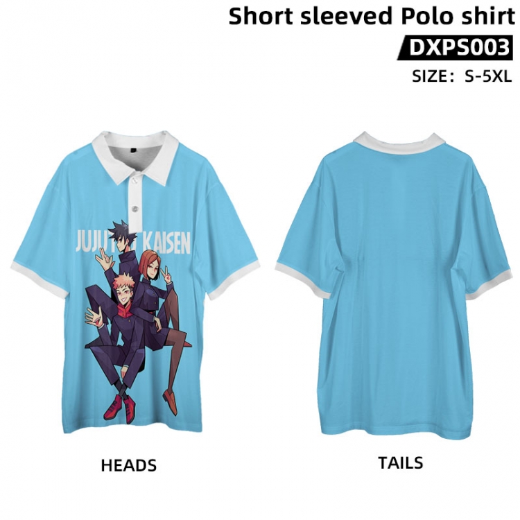Jujutsu Kaisen Anime peripheral short sleeved POLO shirt from S to 5XL supports customization with pictures DXPS003