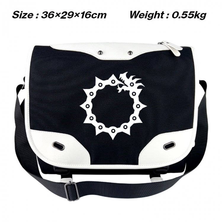 The Seven Deadly Sins Black and white anime waterproof nylon shoulder messenger bag schoolbag 36X29X16CM