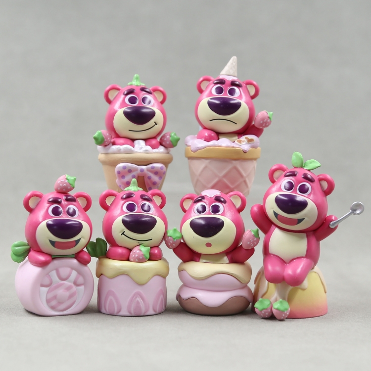 Strawberry Bear Bagged Figure Decoration Model  a set of 6