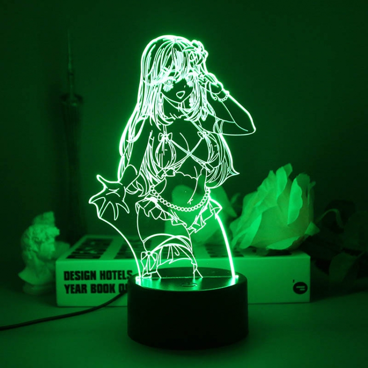 Sexy Beauty 3D night light USB touch switch colorful acrylic table lamp BLACK BASE