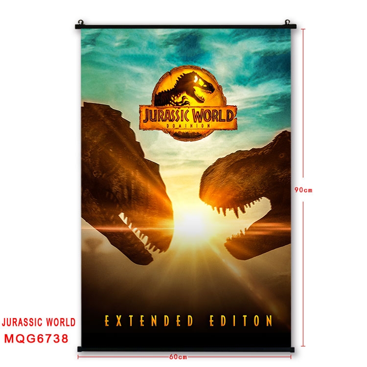 Jurassic World Anime black Plastic rod Cloth painting Wall Scroll 60X90CM MQG-6738
