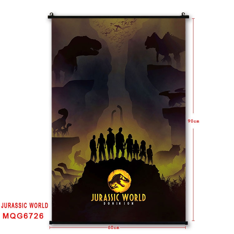 Jurassic World Anime black Plastic rod Cloth painting Wall Scroll 60X90CM MQG-6726