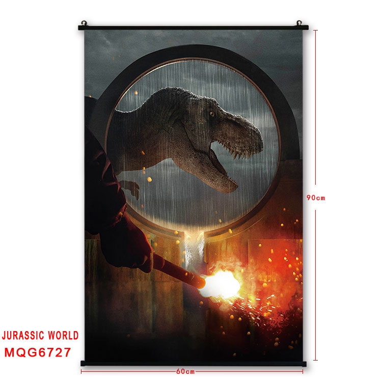 Jurassic World Anime black Plastic rod Cloth painting Wall Scroll 60X90CM MQG-6727