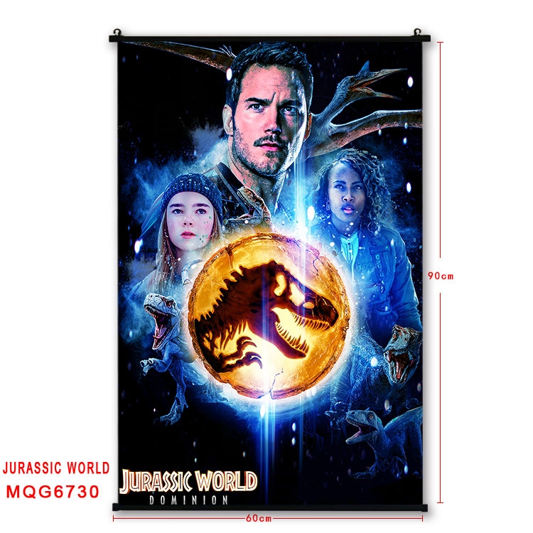 Jurassic World Anime black Plastic rod Cloth painting Wall Scroll 60X90CM MQG-6730