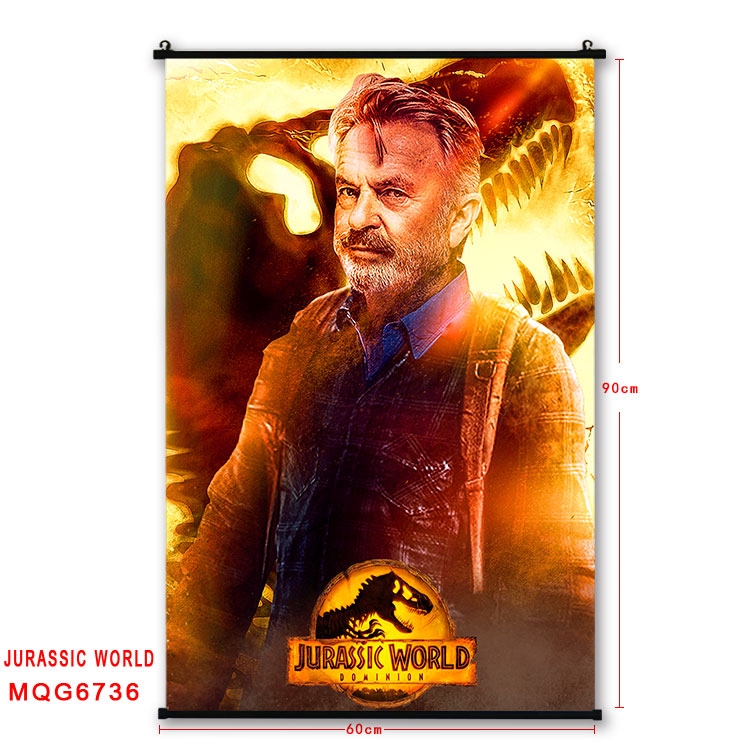 Jurassic World Anime black Plastic rod Cloth painting Wall Scroll 60X90CM MQG-6736