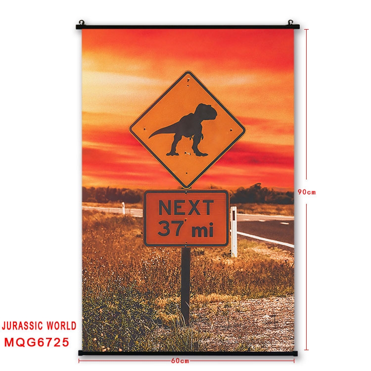 Jurassic World Anime black Plastic rod Cloth painting Wall Scroll 60X90CM MQG-6725